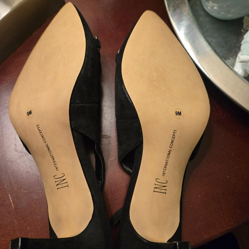 INC International Concepts Black Suede Slingback Heels – Size 9M – Never Worn 🖤 - Picture 5 of 5